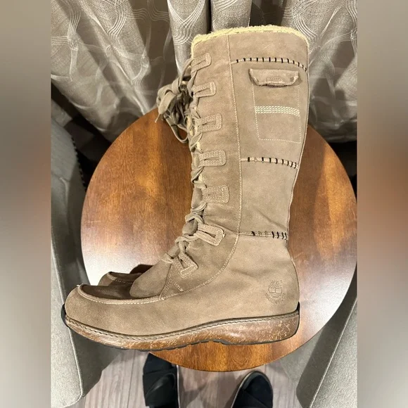 Timberland Women’s Tall Boot Granby Leather Sherpa Waterproof Boots, Size 10 - Picture 8 of 12